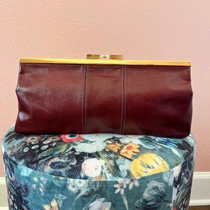 Vintage Maroon Faux Snakeskin Phillippe Clutch